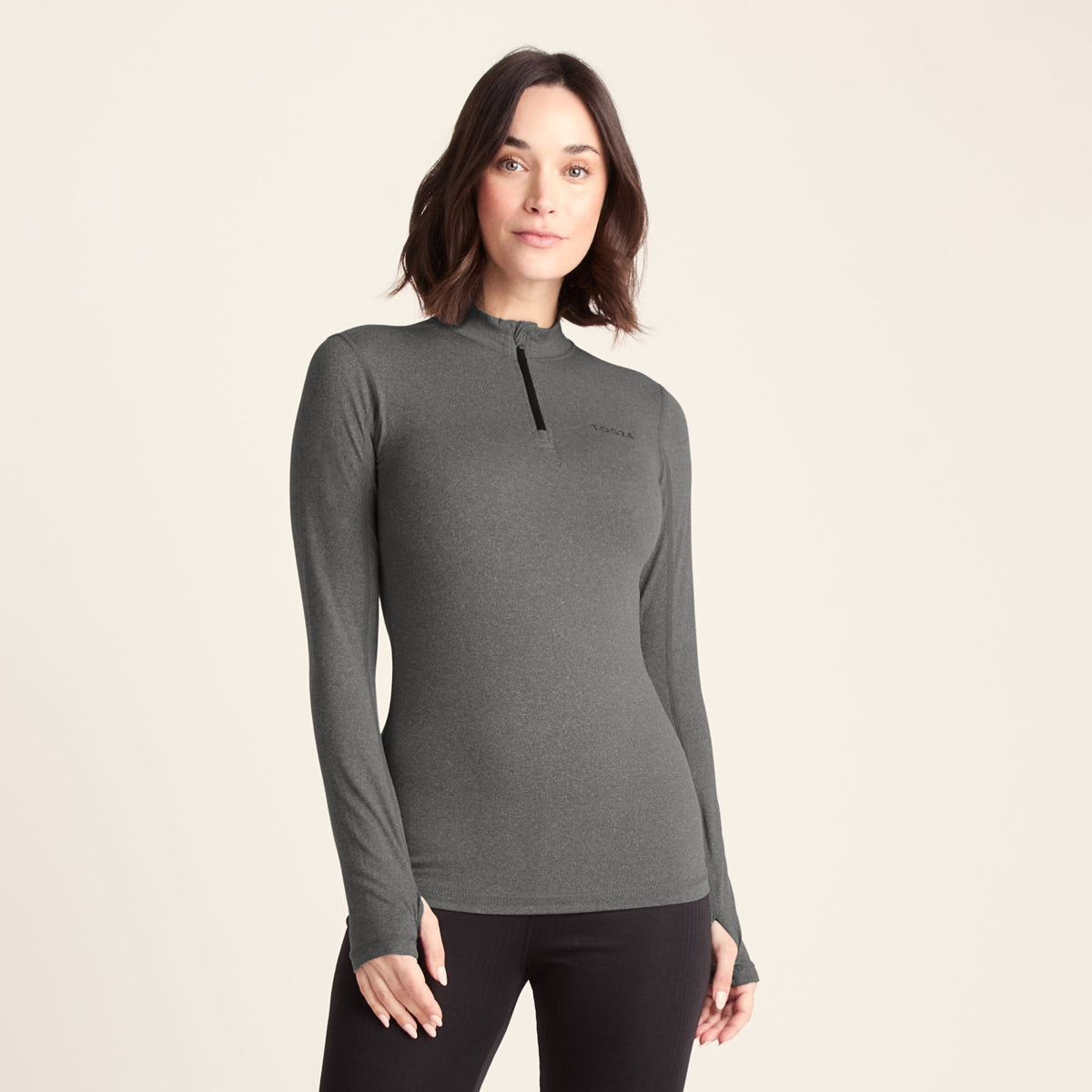 Snowdon Womens Thermal Base Layer Quarter Zip - Grey Marl