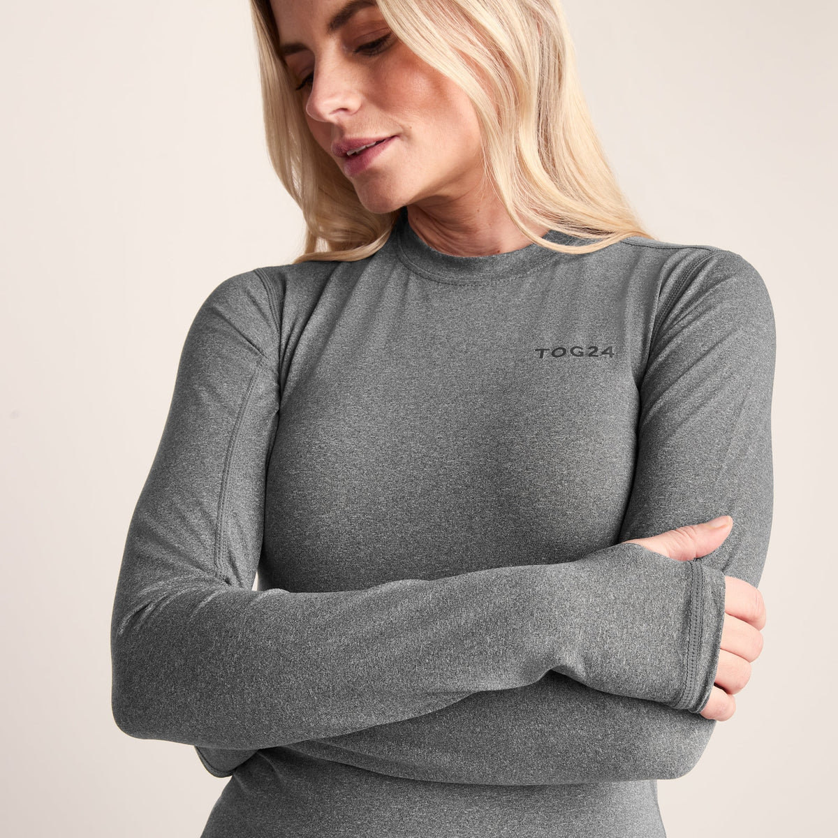 Snowdon Womens Thermal Crew Neck Base Layer - Grey Marl