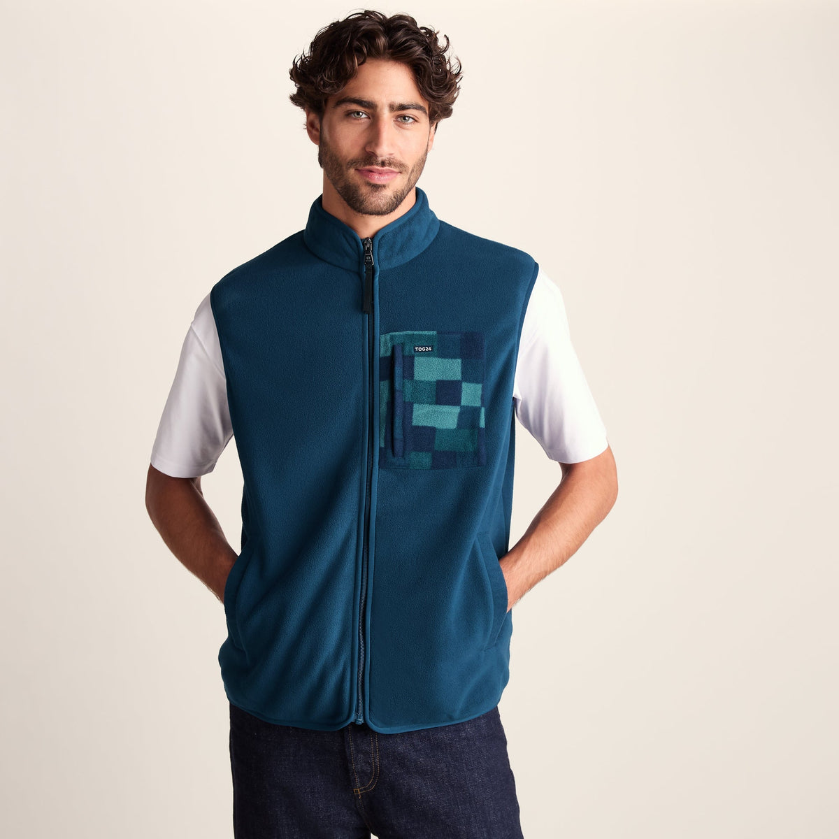 Stark Mens Relaxed Fit Microfleece Gilet - Inky Blue