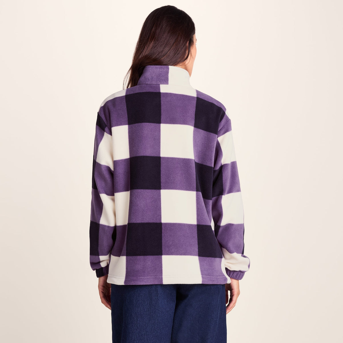 Stones Womens Checkerboard Half Zip Fleece Pullover - Smokey Purple Gingham