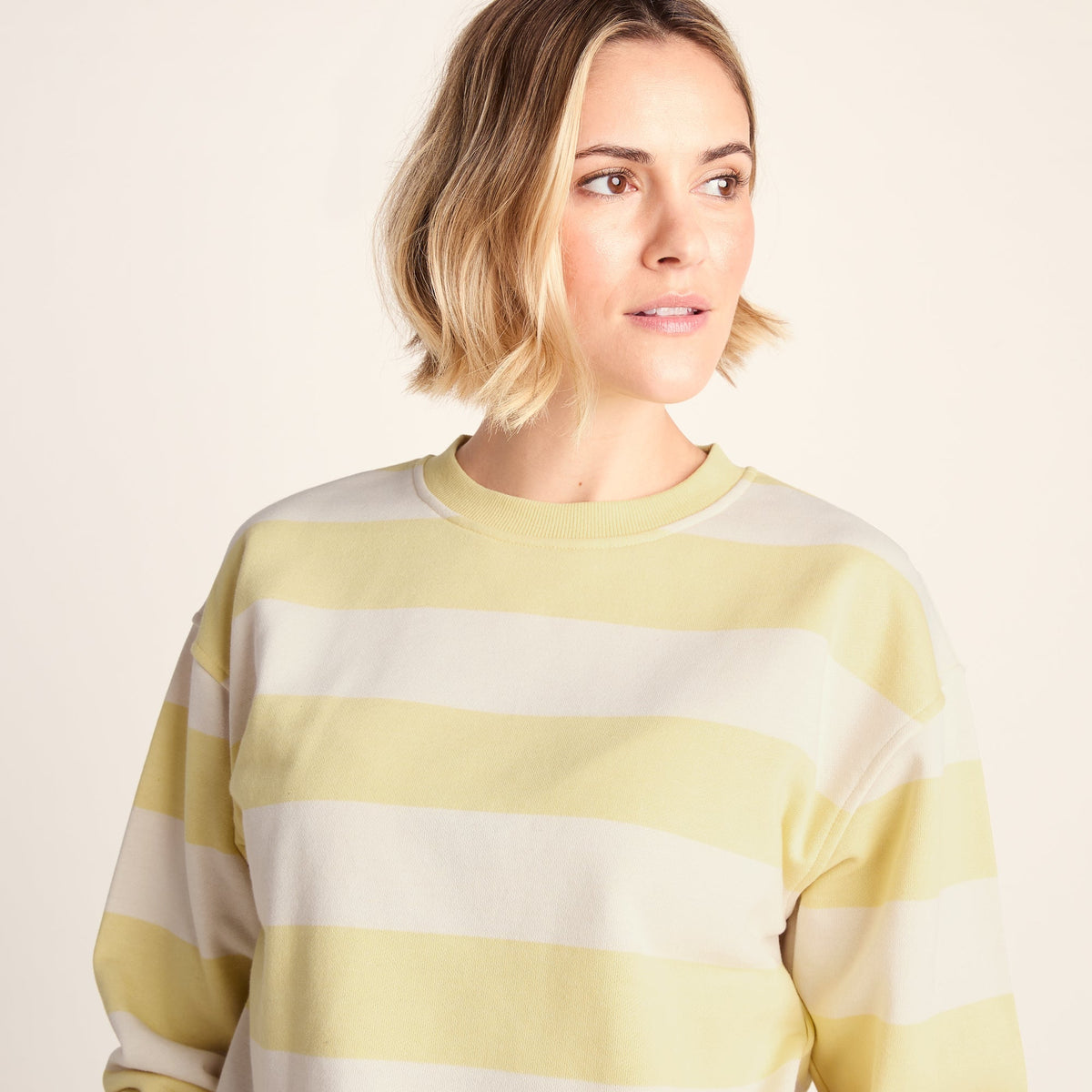 Tara Womens Relaxed Fit Supersoft Sweat - Butter Yellow Stripe