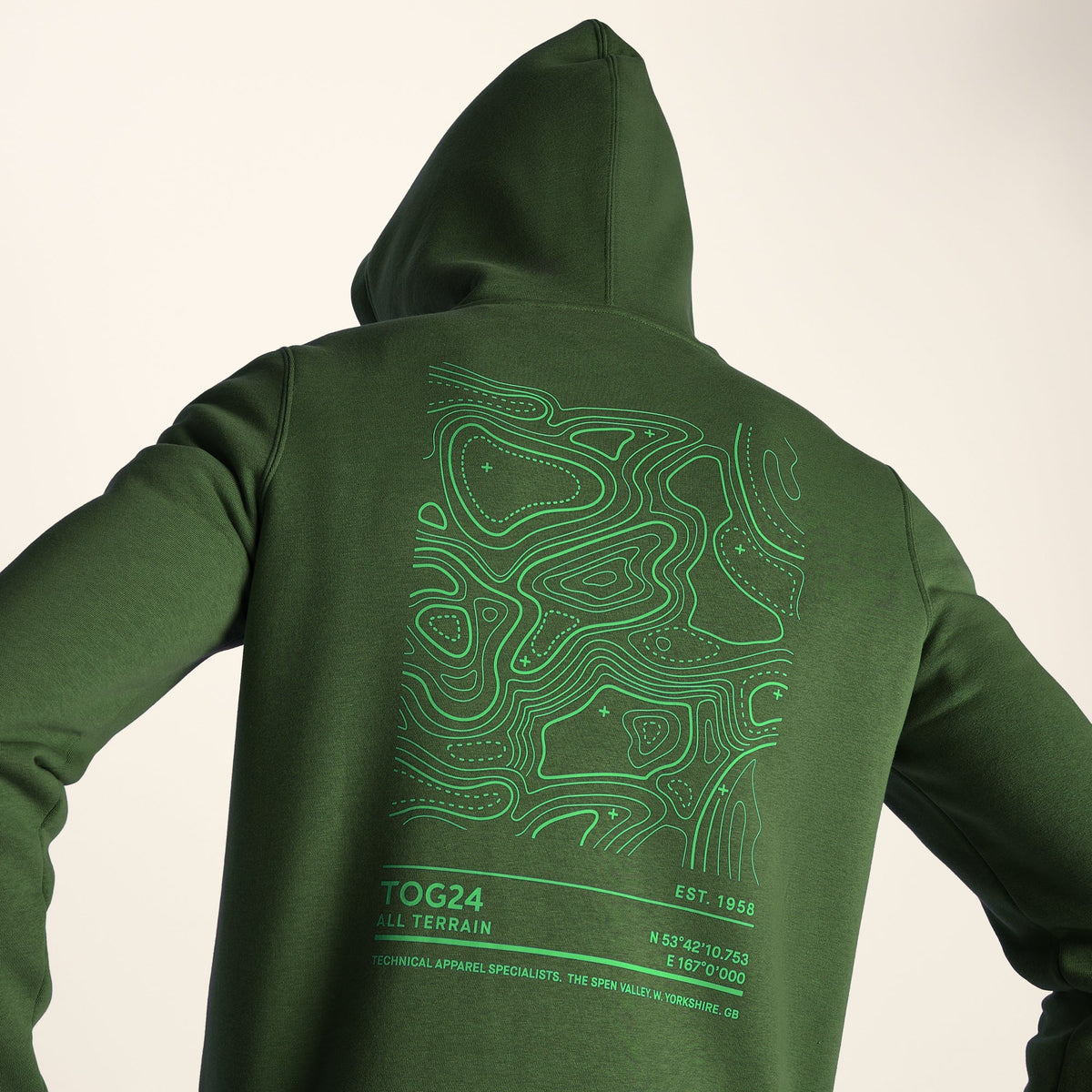 Terrain Mens Supersoft Heavyweight Graphic Print Hoodie - Leaf Green