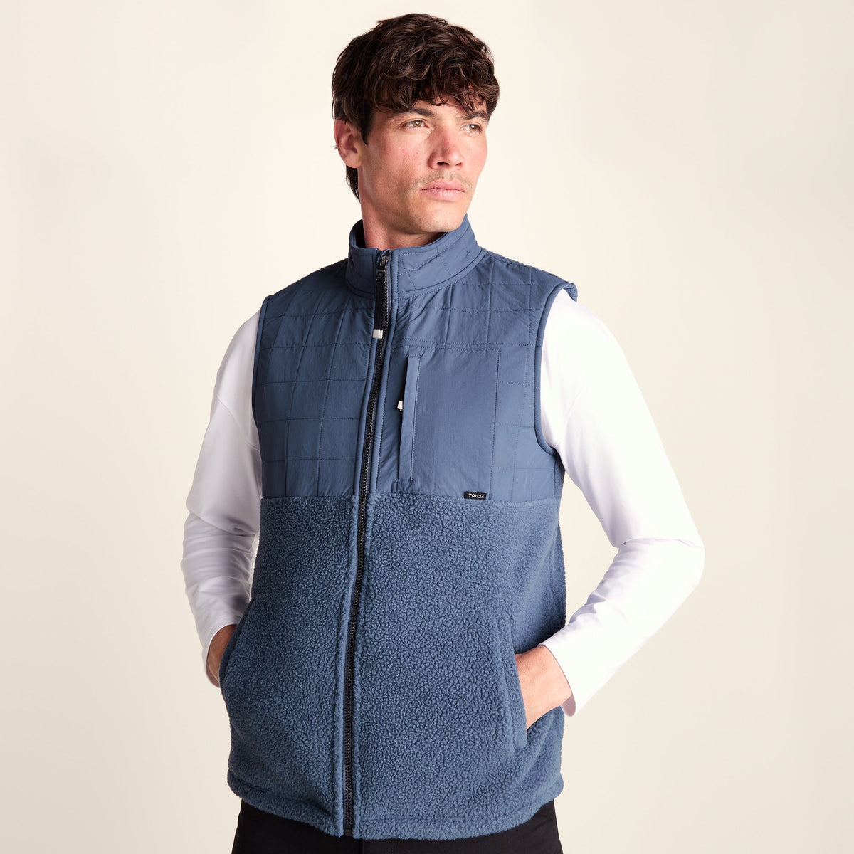 Tony Mens Padded Sherpa Gilet - Smokey Blue