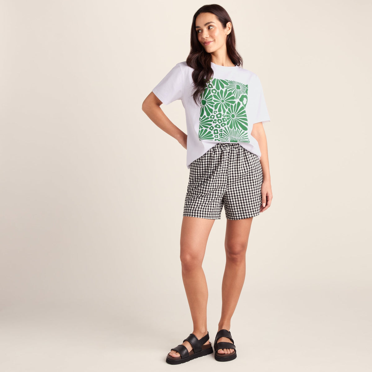 Trissy Womens Premium Supersoft Relaxed Fit T-Shirt - Optic White/Green
