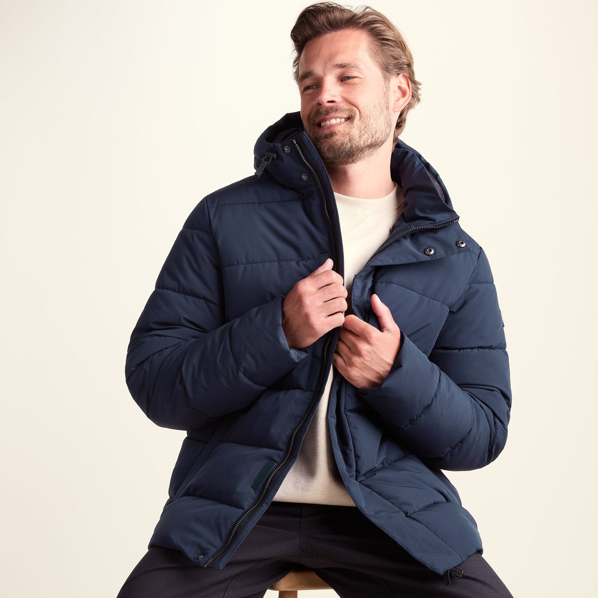 Tunnard Mens Short Shower Resistant Insulated Jacket - Dark Indigo