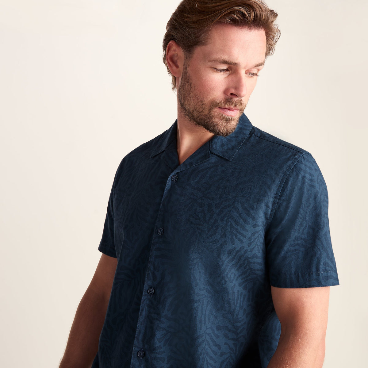 Wallsend Mens Short Sleeve 100% Cotton Supersoft Shirt - Deep Teal Print