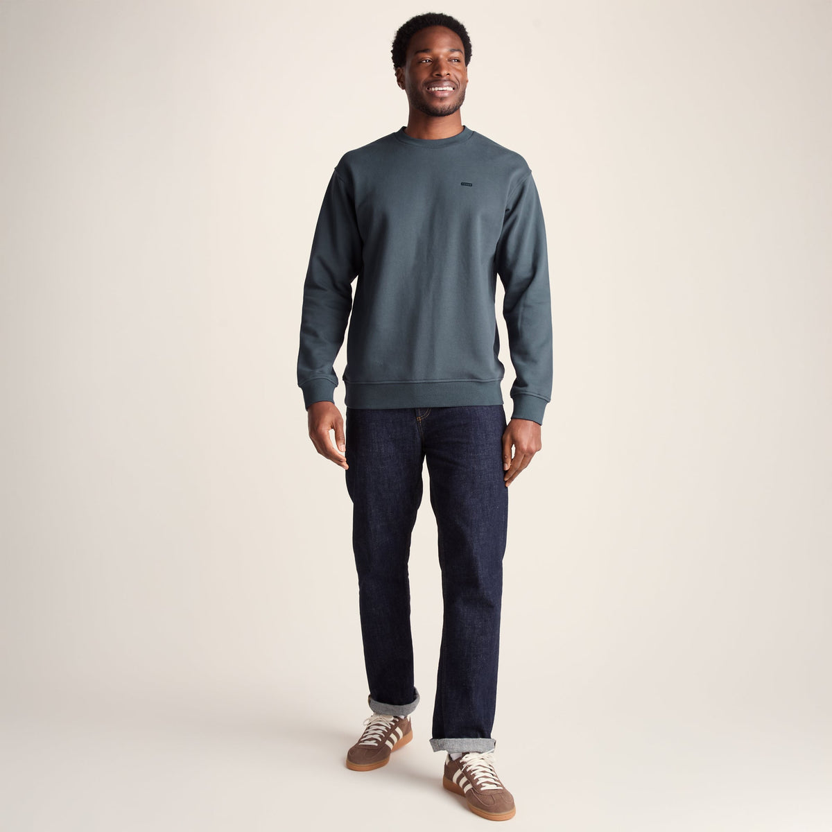 Warren Mens Relaxed Fit 100% Cotton Heavyweight Sweat - Aegean Teal