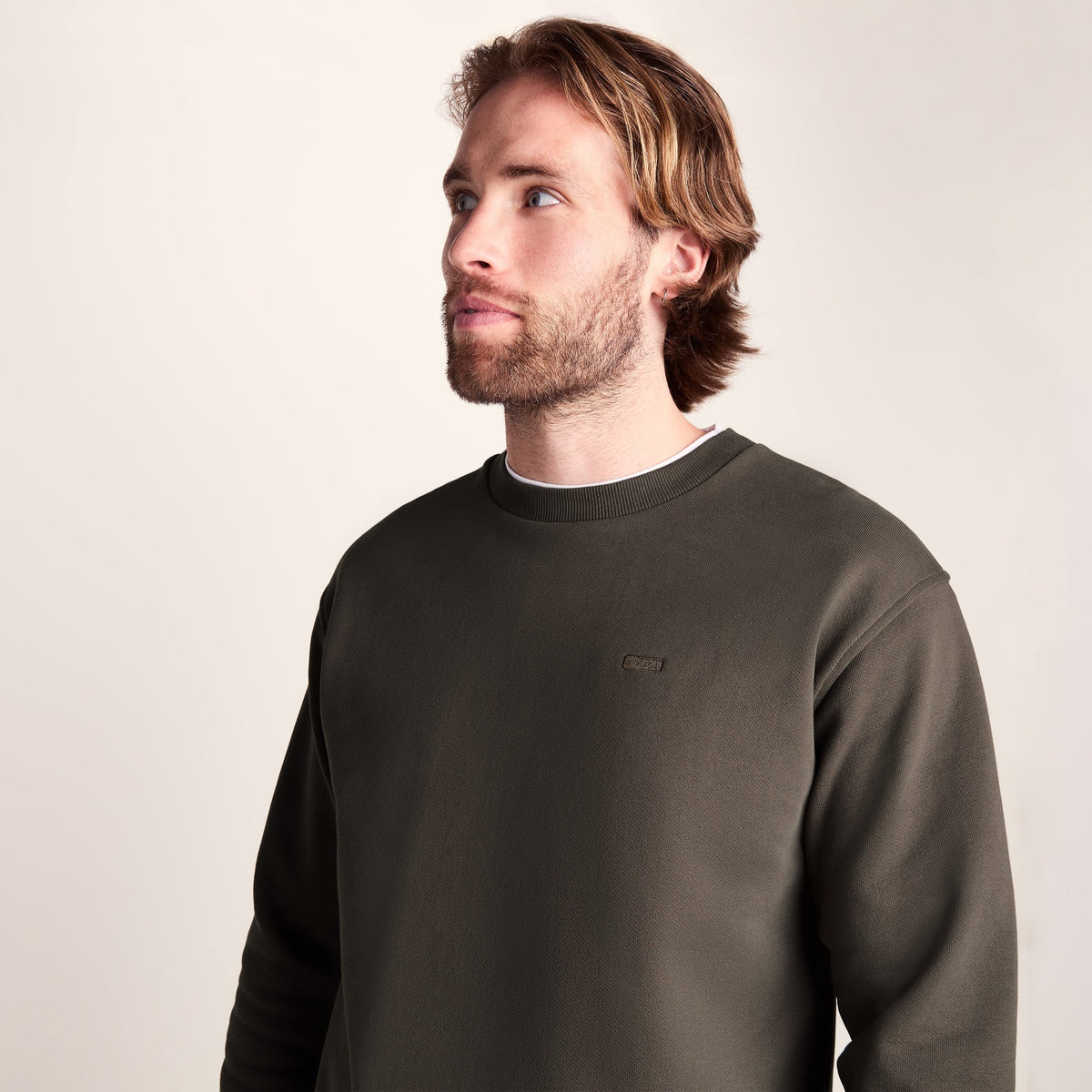 Warren Mens Relaxed Fit 100% Cotton Heavyweight Sweat - Ash Brown