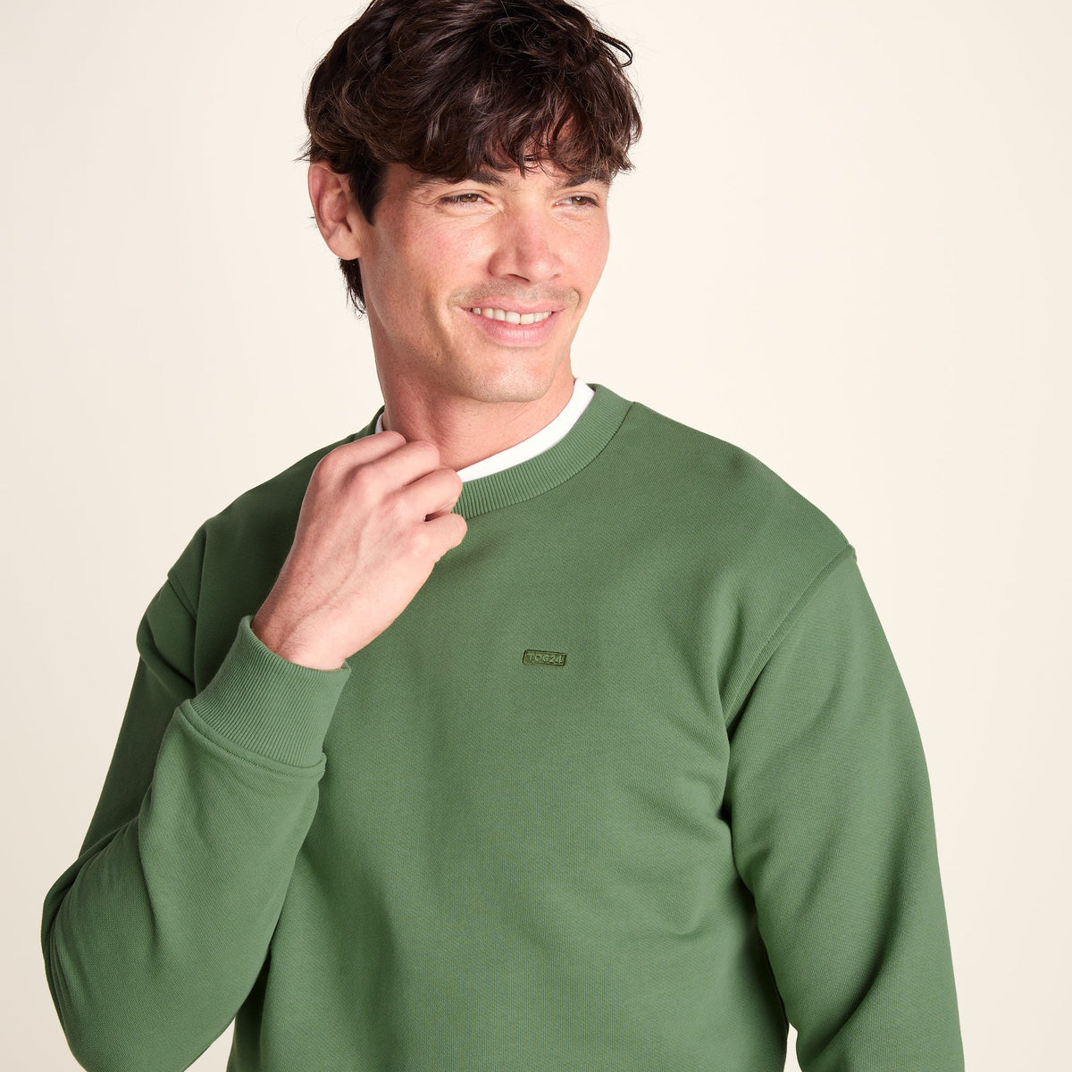 Warren Mens Relaxed Fit 100% Cotton Heavyweight Sweat - Dark Matcha