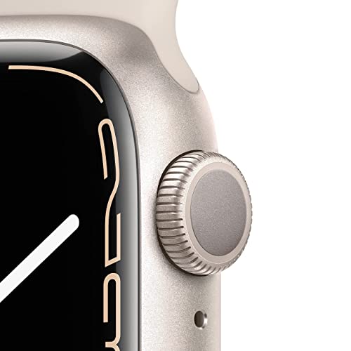 Apple Watch Series 7 (GPS, 41mm) Starlight Aluminum Case with Starlight Sport Band, Regular - MKMY3LL/A