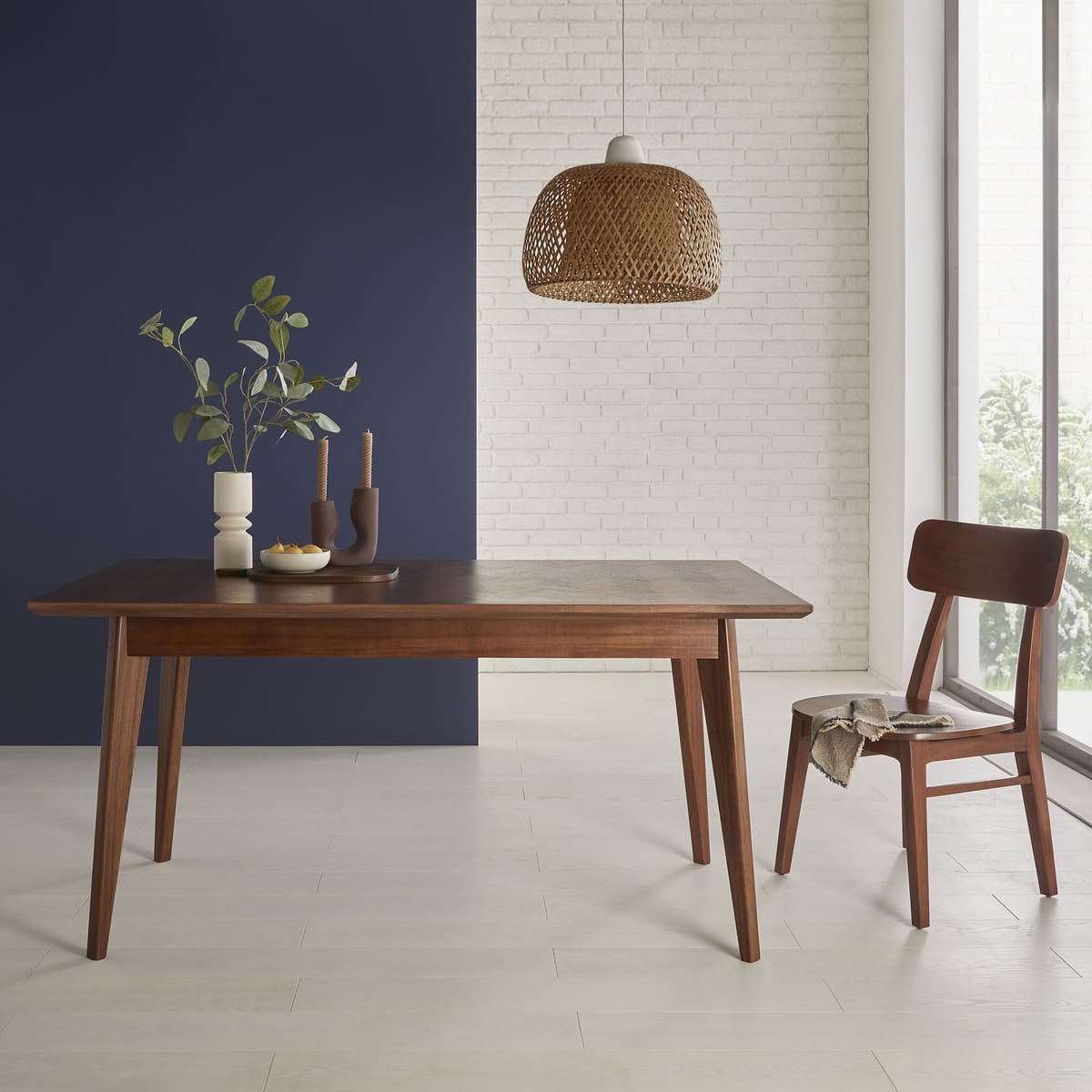 Mid Century Modern Parquet 6 Seater Dining Table