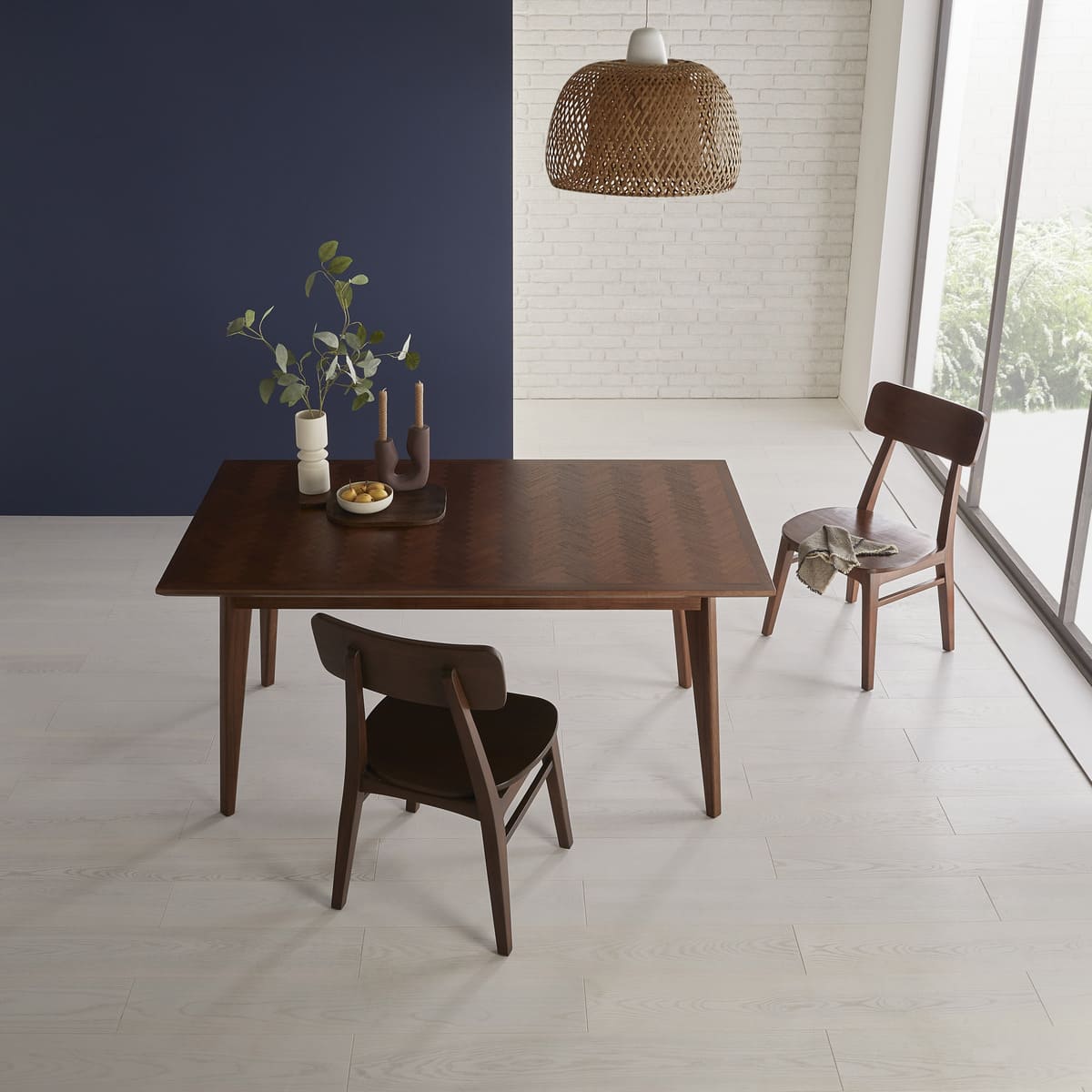 Mid Century Modern Parquet 6 Seater Dining Table