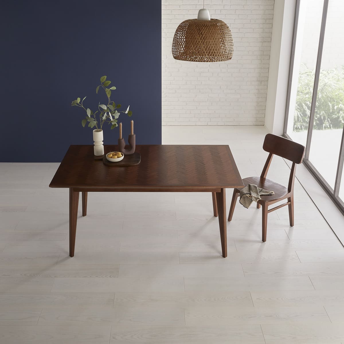 Mid Century Modern Parquet 6 Seater Dining Table