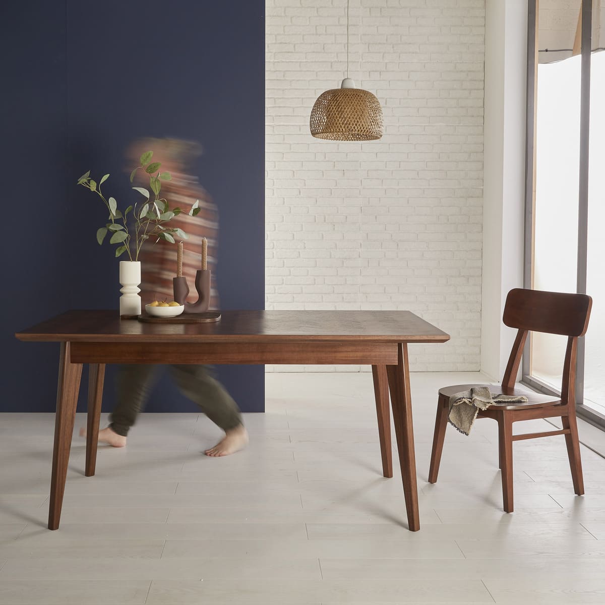 Mid Century Modern Parquet 6 Seater Dining Table