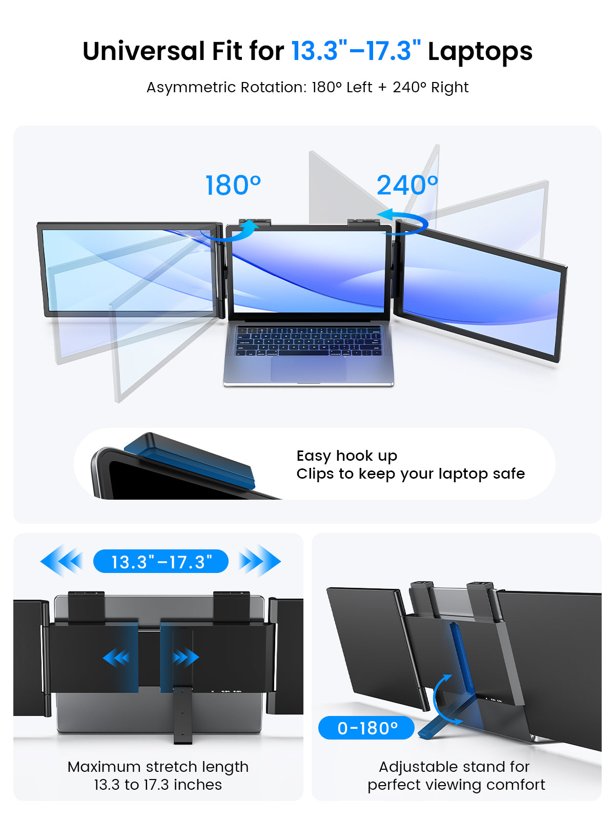 UPERFECT 14 Inch Wireless Triple Portable Monitor