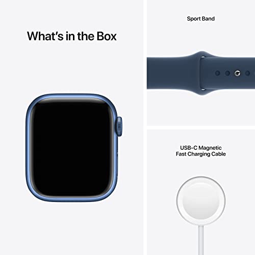Apple Watch Series 7 (GPS) 41MM Aluminum Case w/Abyss Blue Sport Band - Blue - MKN13LL/A