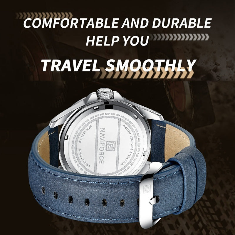 NAVIFORCE Men's Leather Strap Quartz Watch