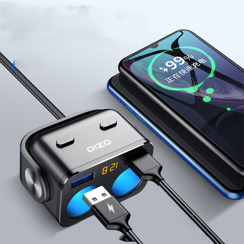 Dual USB Car Charger with Charging Cable