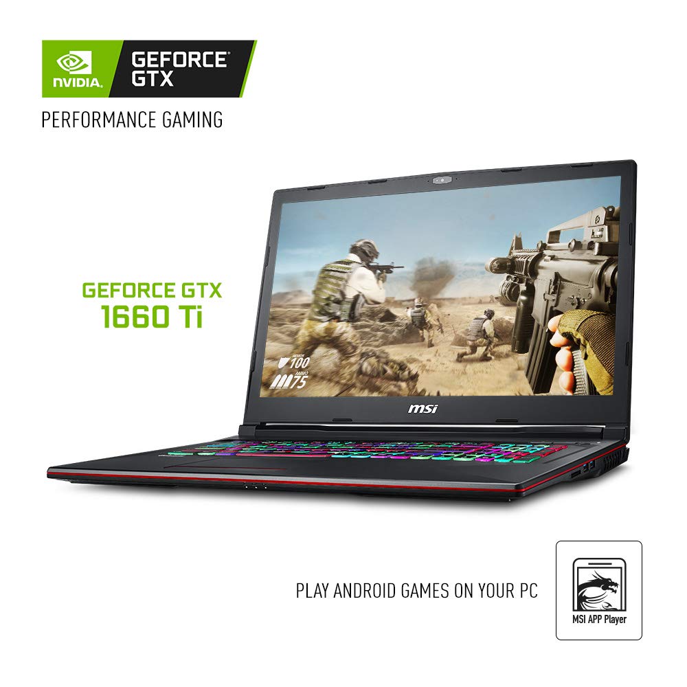 MSI GL73 17.3 Gaming Laptop, Intel Core i7-9750H, NVIDIA GeForce GTX1660Ti, 16GB RAM, 512GB NVMe SSD - (GL73 9SDK-219)