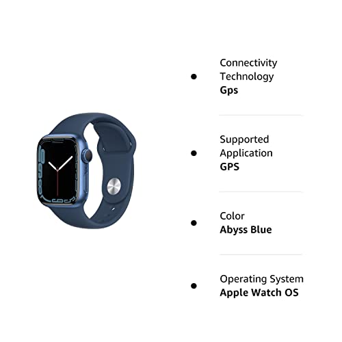 Apple Watch Series 7 (GPS) 41MM Aluminum Case w/Abyss Blue Sport Band - Blue - MKN13LL/A