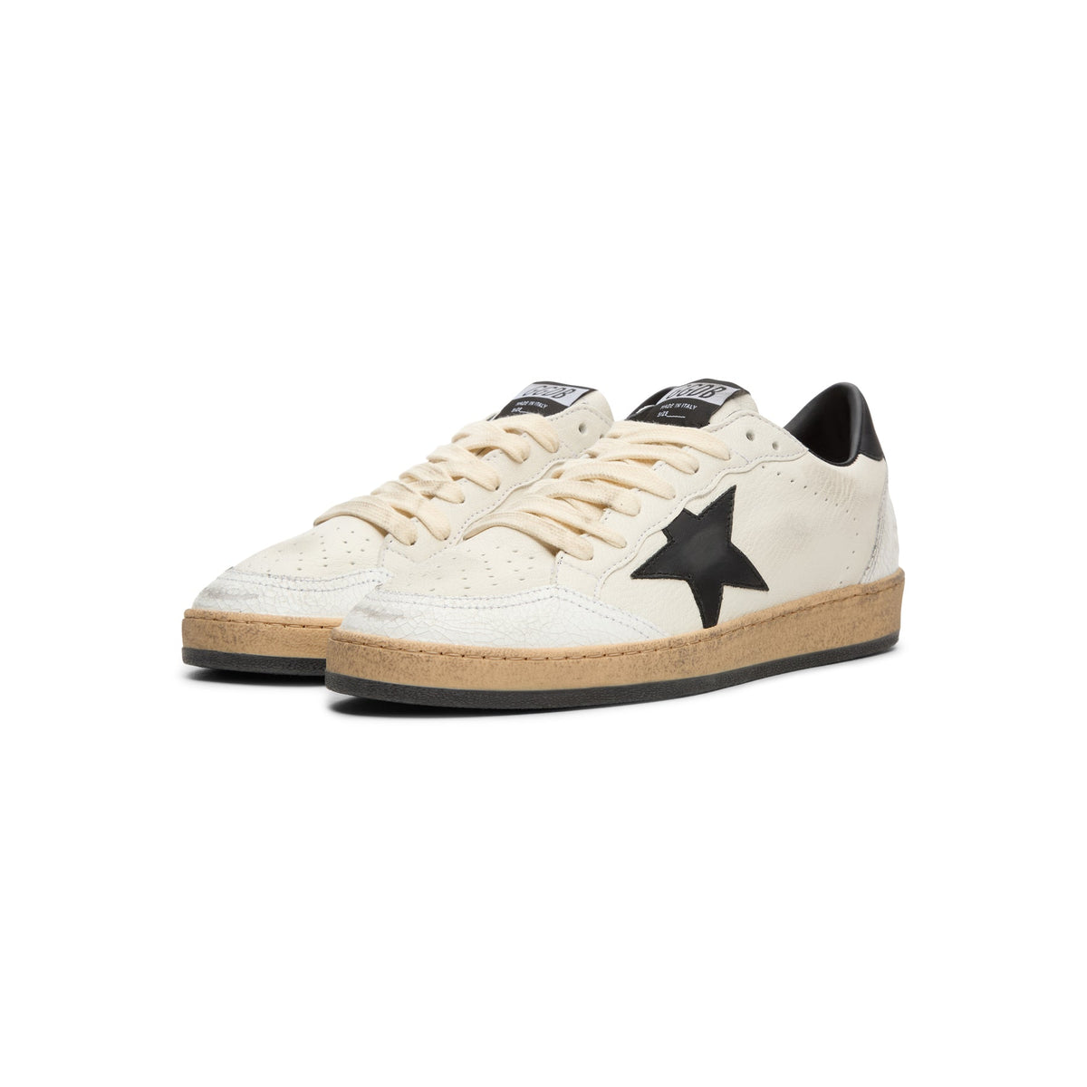 Golden Goose Ballstar Nappa Upper Leather Star And Heel Crack Toe And Spur (White/Black)