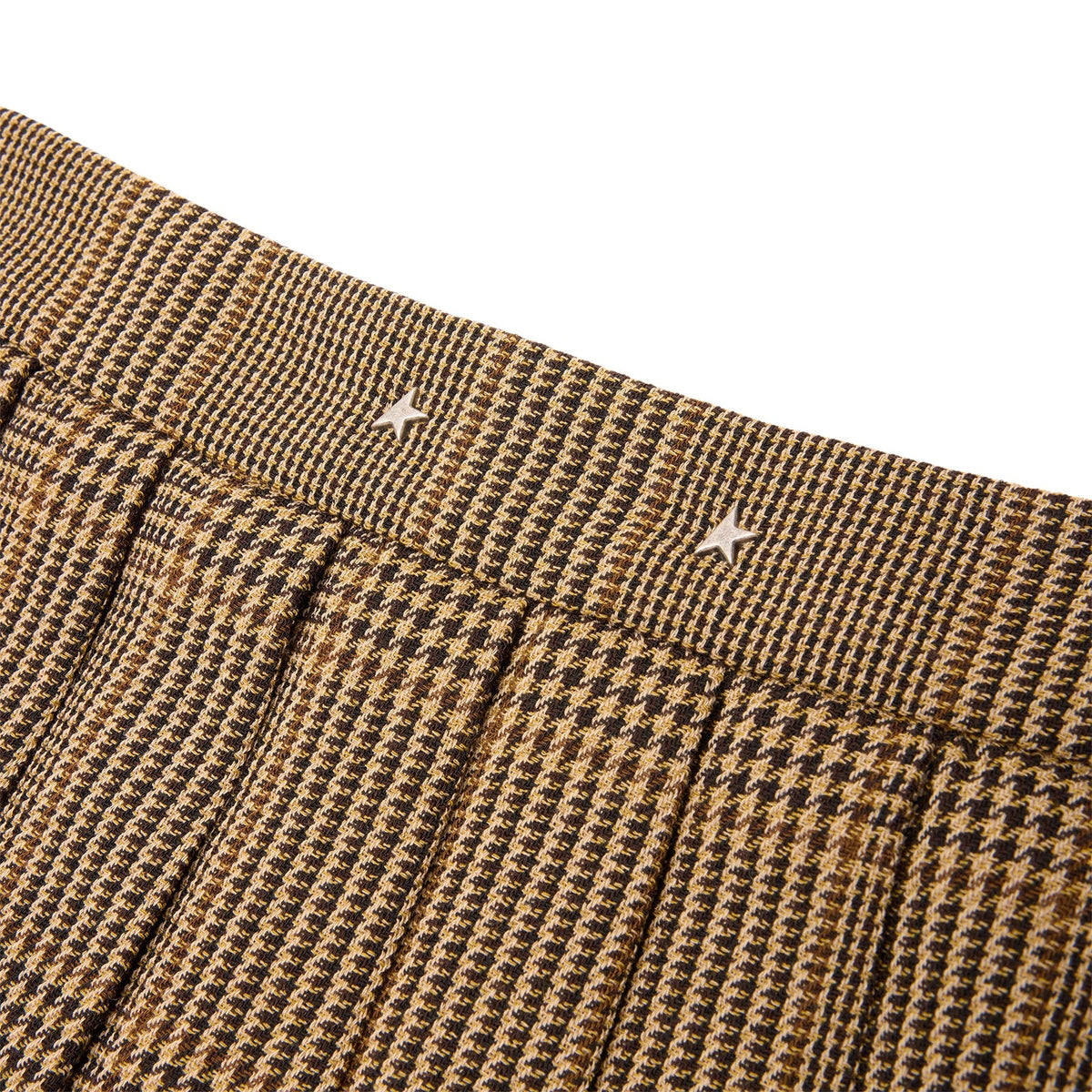 Golden Goose Wool Pleated Mini Skirt (Brown/Beige)