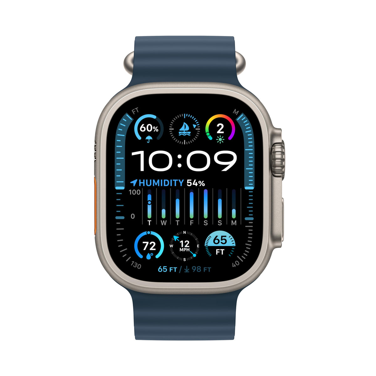 Apple Watch Ultra 2 [GPS + Cellular 49mm] Smartwatch with Rugged Titanium Case & Blue Ocean Band - MREG3LL/A