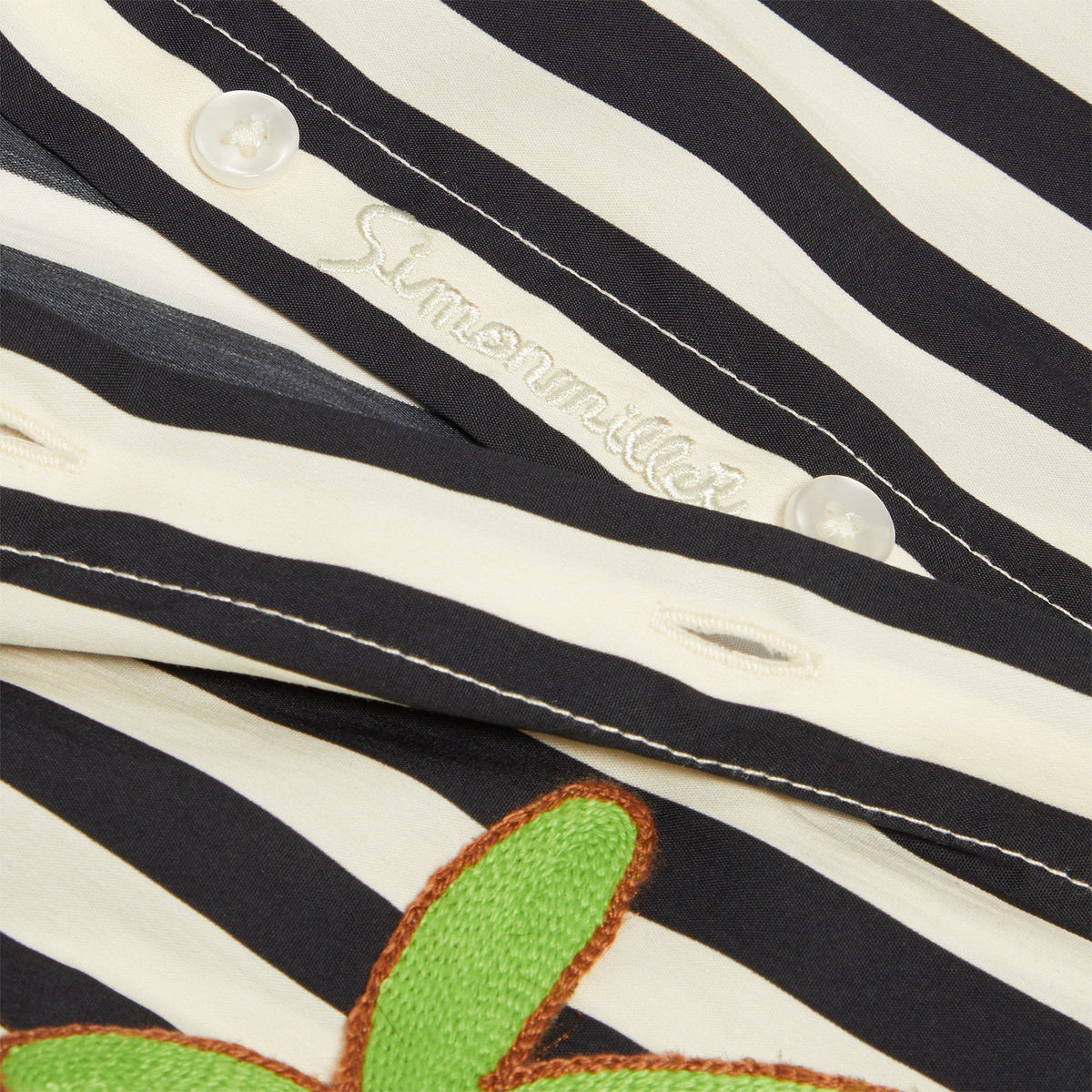 Simon Miller Loch Sleevless Poplin Button Up (Black/White stripe)