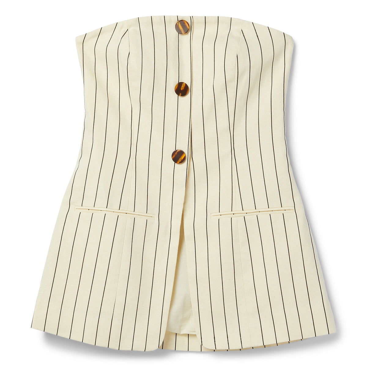 Simon Miller Mori Strapless Linen Top (Cream pinstripe)