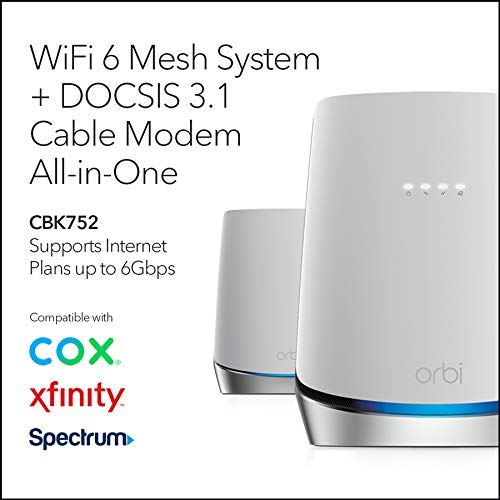 Netgear CBK752-100NAR Orbi AX4200 Wireless Tri-Band Mesh Wi-Fi System, 1 Router + 1 Satellite