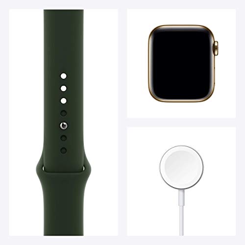 Apple Watch Series 6 (GPS + Cel) 40mm Gold SS Case with Cyprus Green Sport Band - M02W3LL/A