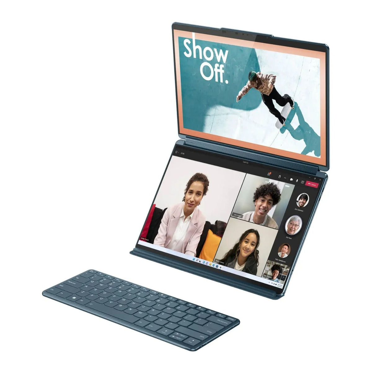Lenovo Yoga Book 9i 2-in 113.3" 2.8K Dual Screen OLED Touchscreen Laptop -  Intel Core i7-1355U - 16GB RAM - 512GB NVMe - Tidal Teal - 82YQ0007US w/ Keyboard