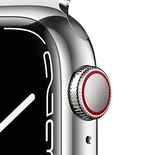 Apple Watch Series 7 (GPS + Cellular, 41mm) Silver Stainless Steel Case with Silver Milanese Loop - MKHF3LL/A