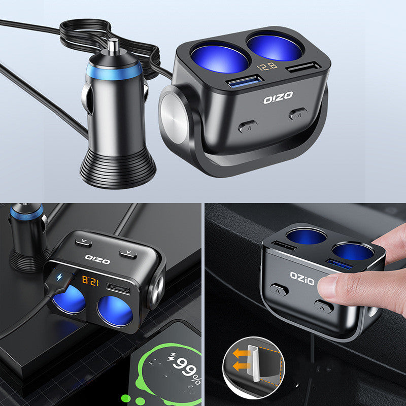 Dual USB Car Charger with Charging Cable