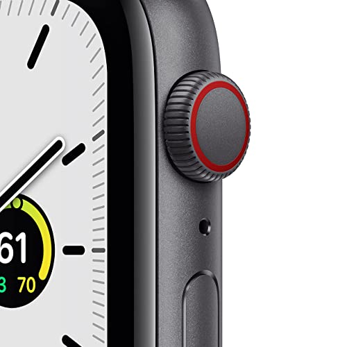 Apple Watch SE (GPS + Cellular, 44mm) Space Gray Aluminum Case with Tornado/Grey Sport Loop - MKRT3LL/A