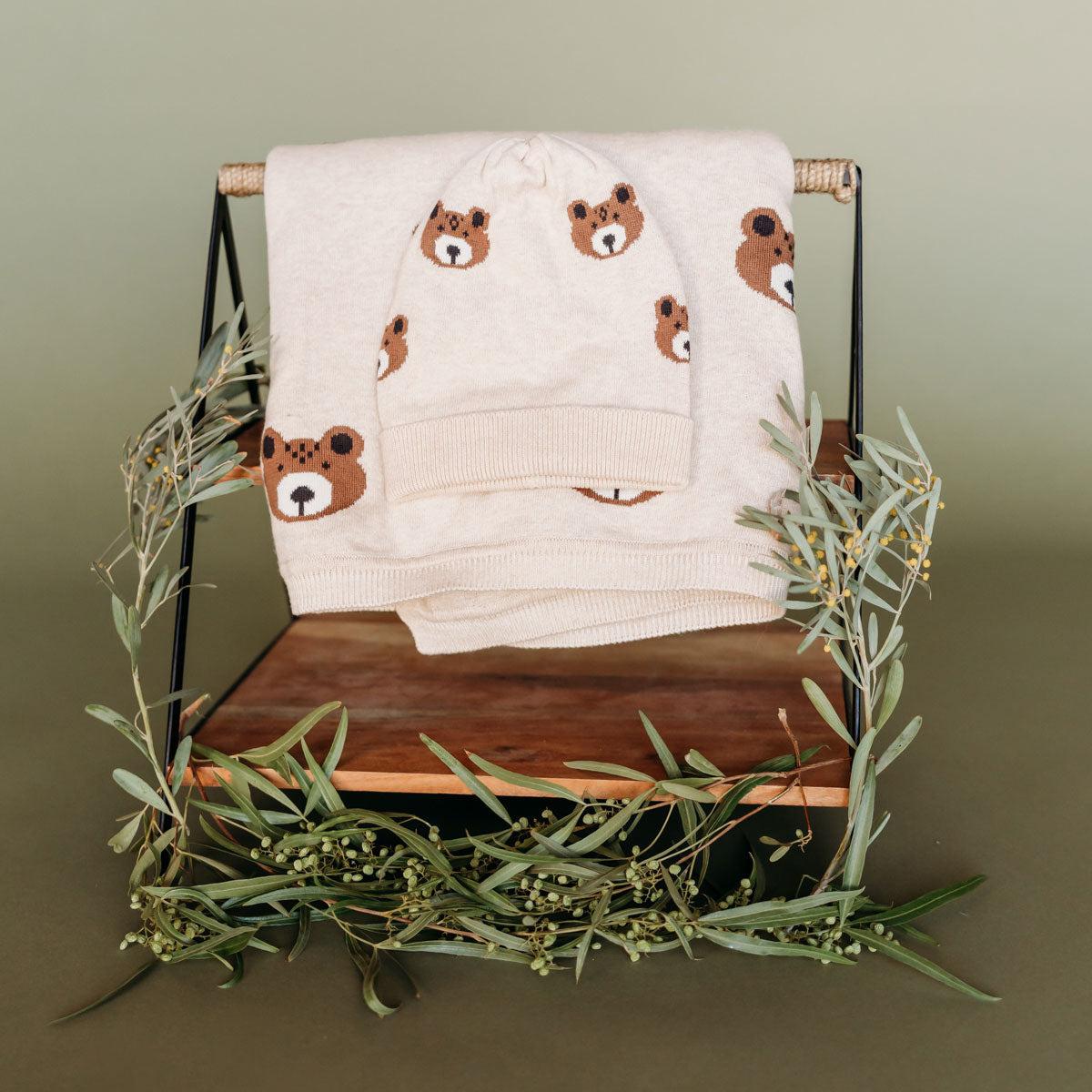 Viverano Organics Brown Bear - Organic Cotton Jacquard Knit Baby