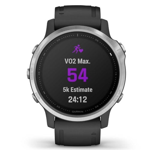 Garmin fēnix 6S GPS Smartwatch 30mm - Silver w/ Black Silicone Band - 010-02159-01