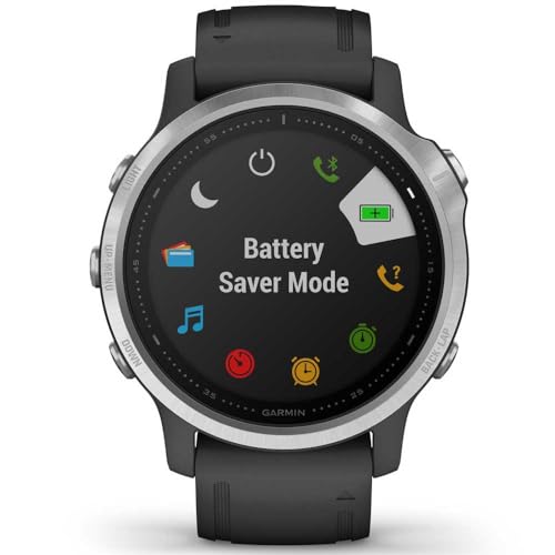 Garmin fēnix 6S GPS Smartwatch 30mm - Silver w/ Black Silicone Band - 010-02159-01