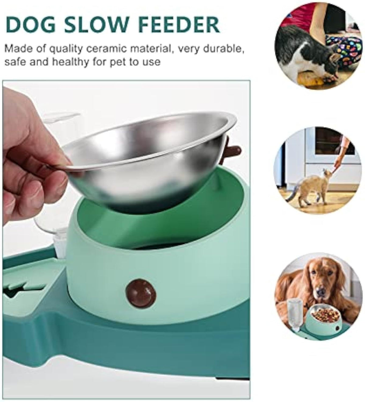 Slow Feeding Pet Bowl with Detachable Water Tray