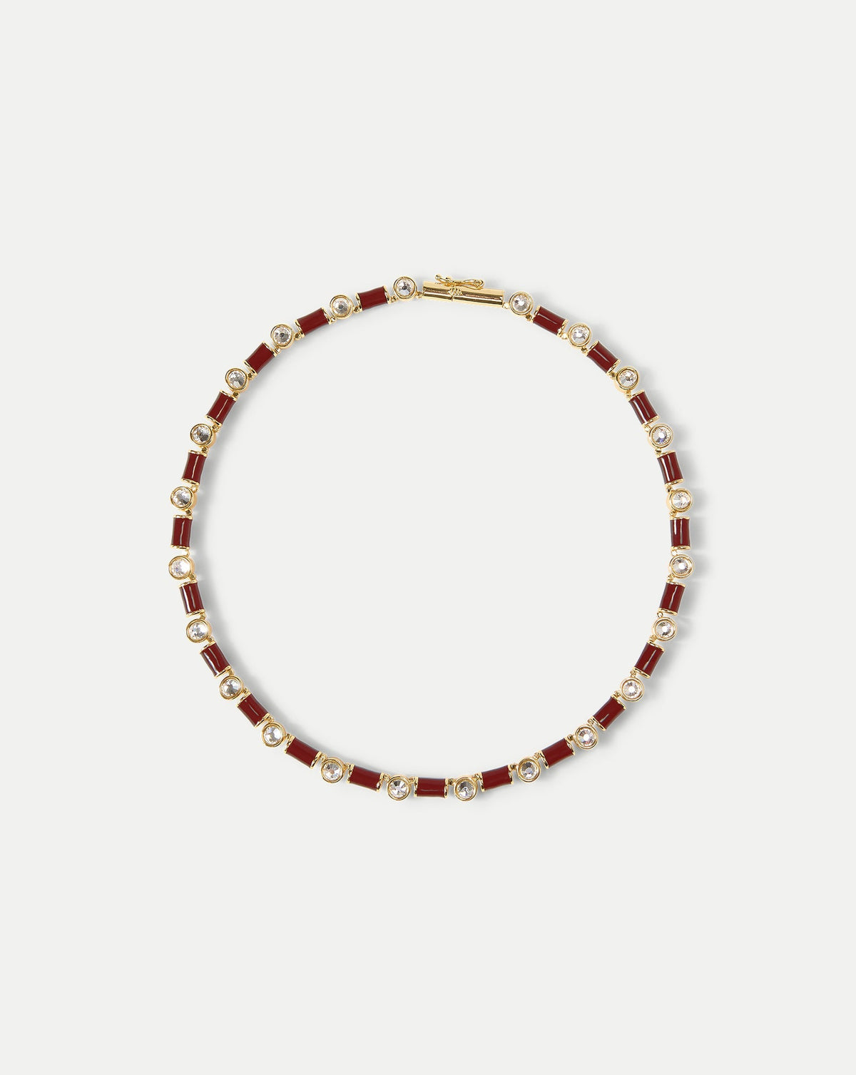 Burgundy Enamel and Crystal Barrel Necklace