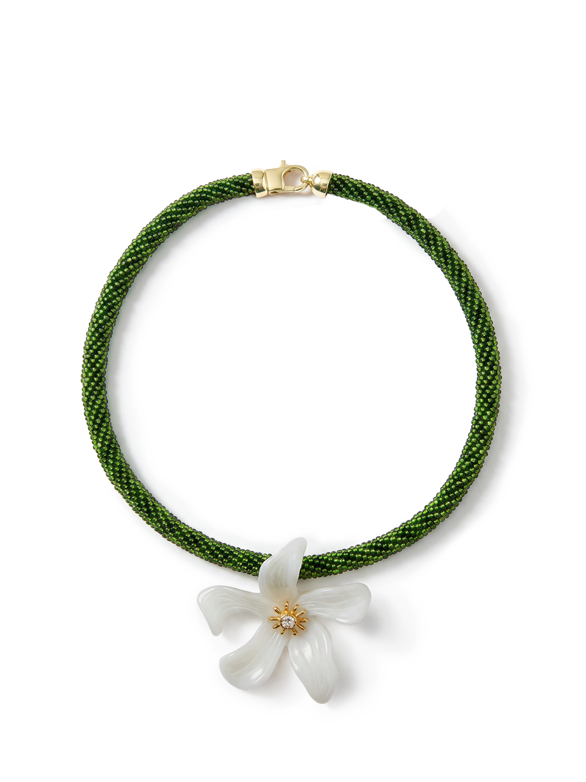 Flower Pendant Beaded Necklace