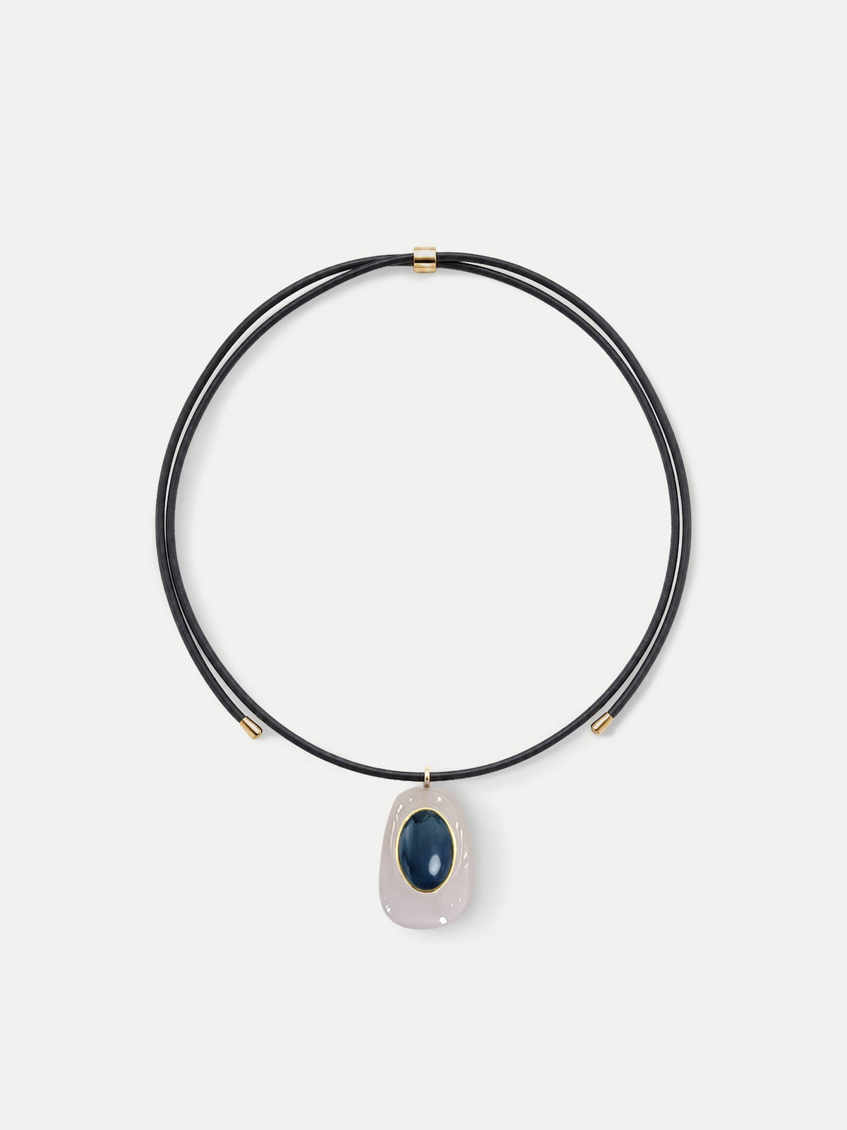 Black Leather Pendant Necklace