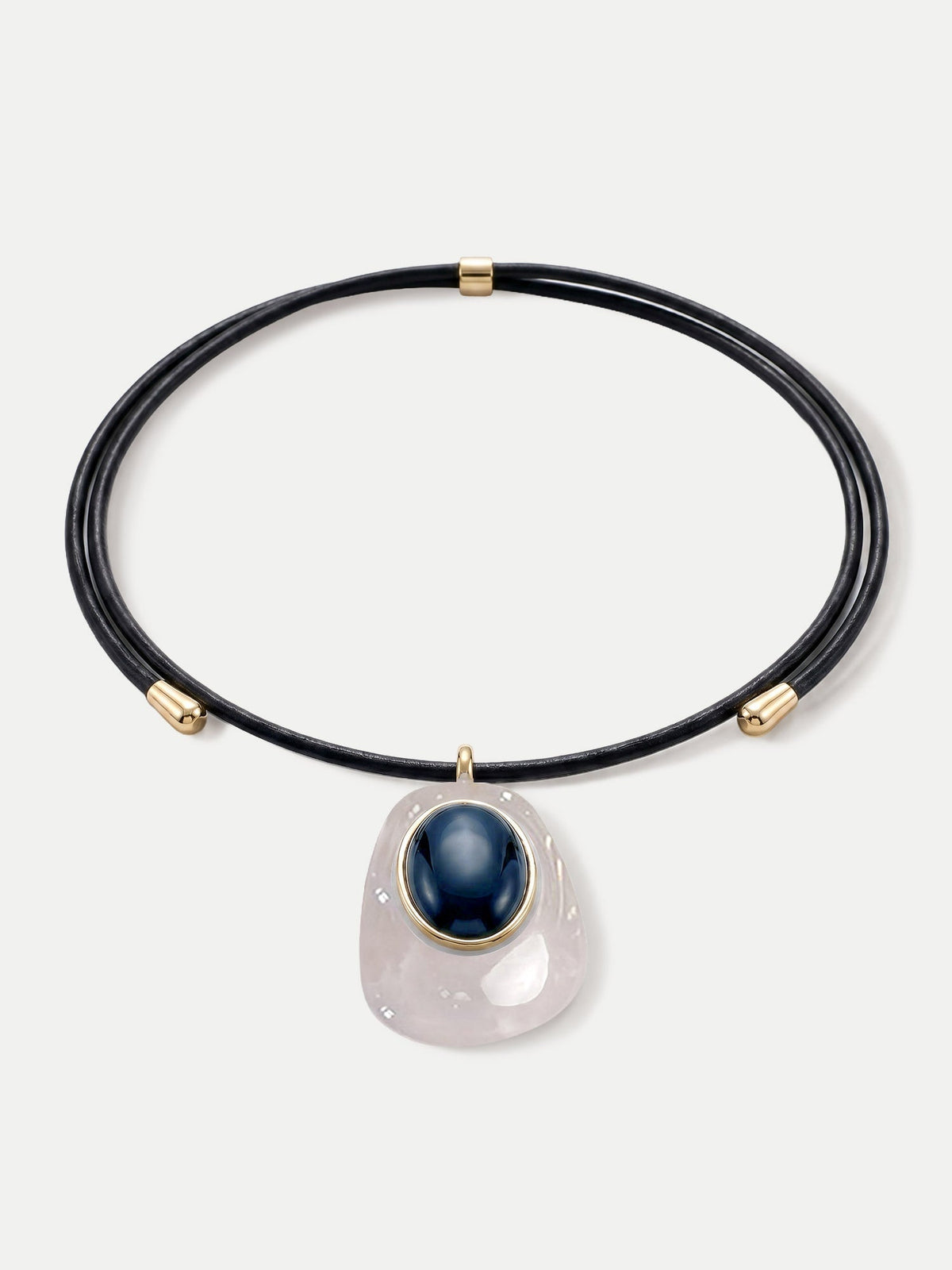 Black Leather Pendant Necklace