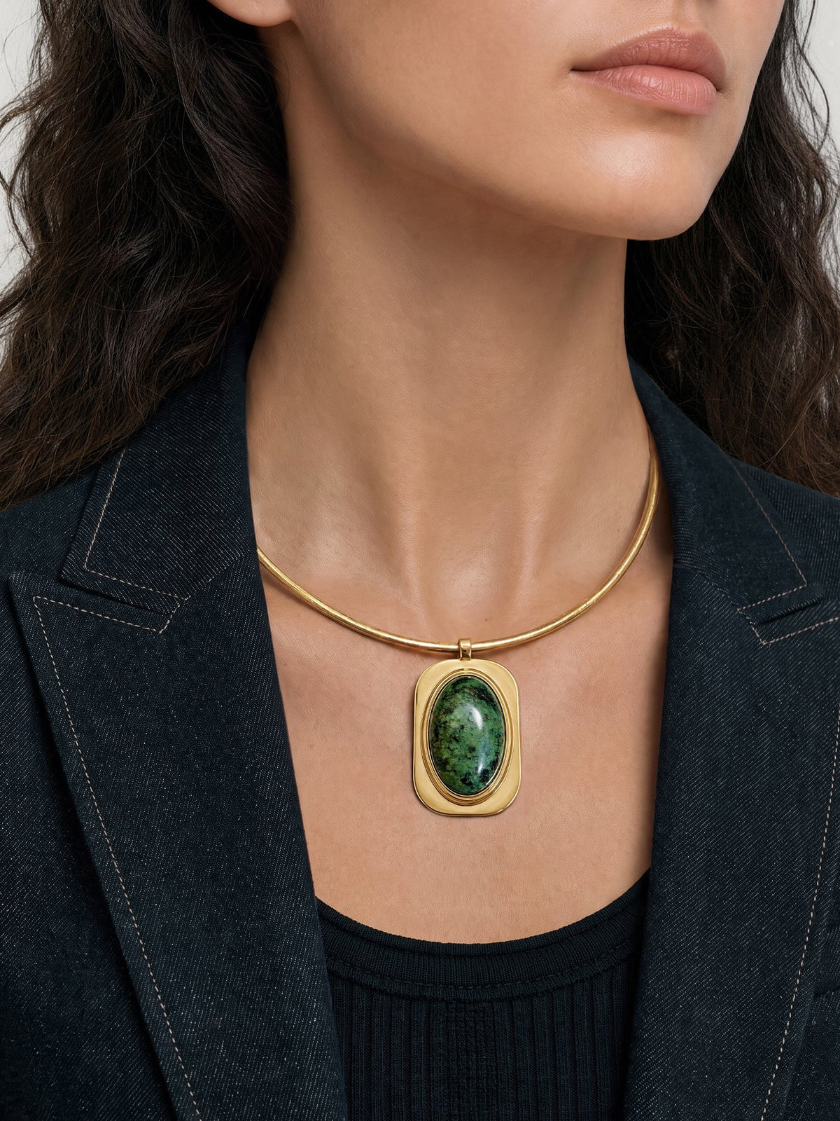 Turquoise Cabochon Collar Necklace
