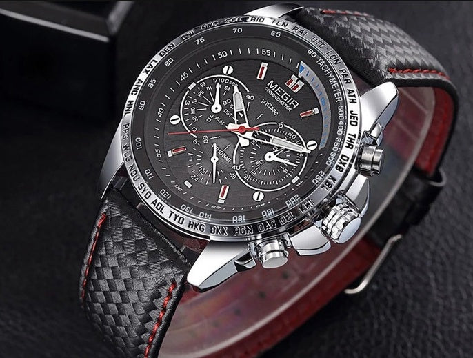 3ATM Waterproof Luxury Men's Leather Strap Quartz Watch