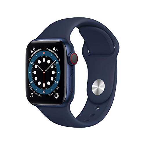Apple Watch Series 6 (GPS + Cellular, 40mm) - Blue Aluminum Case with Deep Navy Sport Band - M02R3LL/A