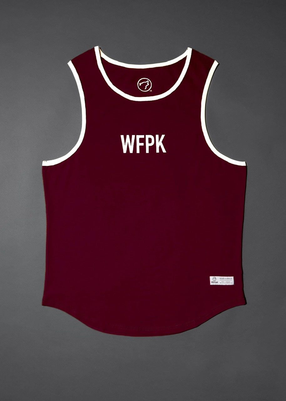Men's Performance Tank Crimson Red W/ Off White Border (SALE)