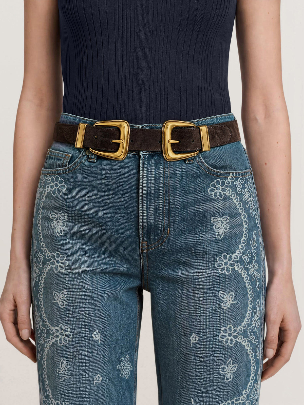 Double-Buckle Arch Waist Belt