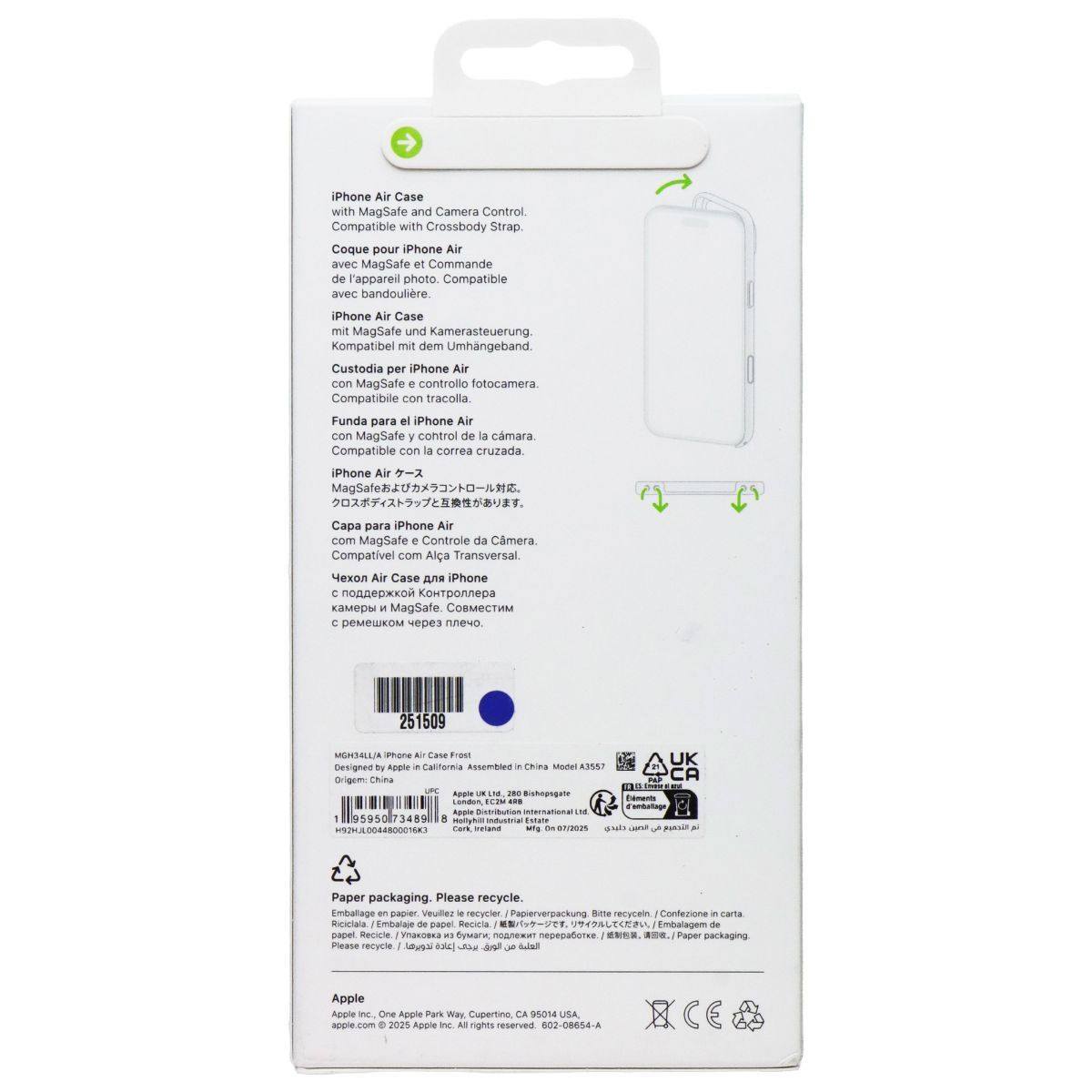 Apple Official Case for MagSafe with Camera Control for iPhone 17 Air - Frost - New