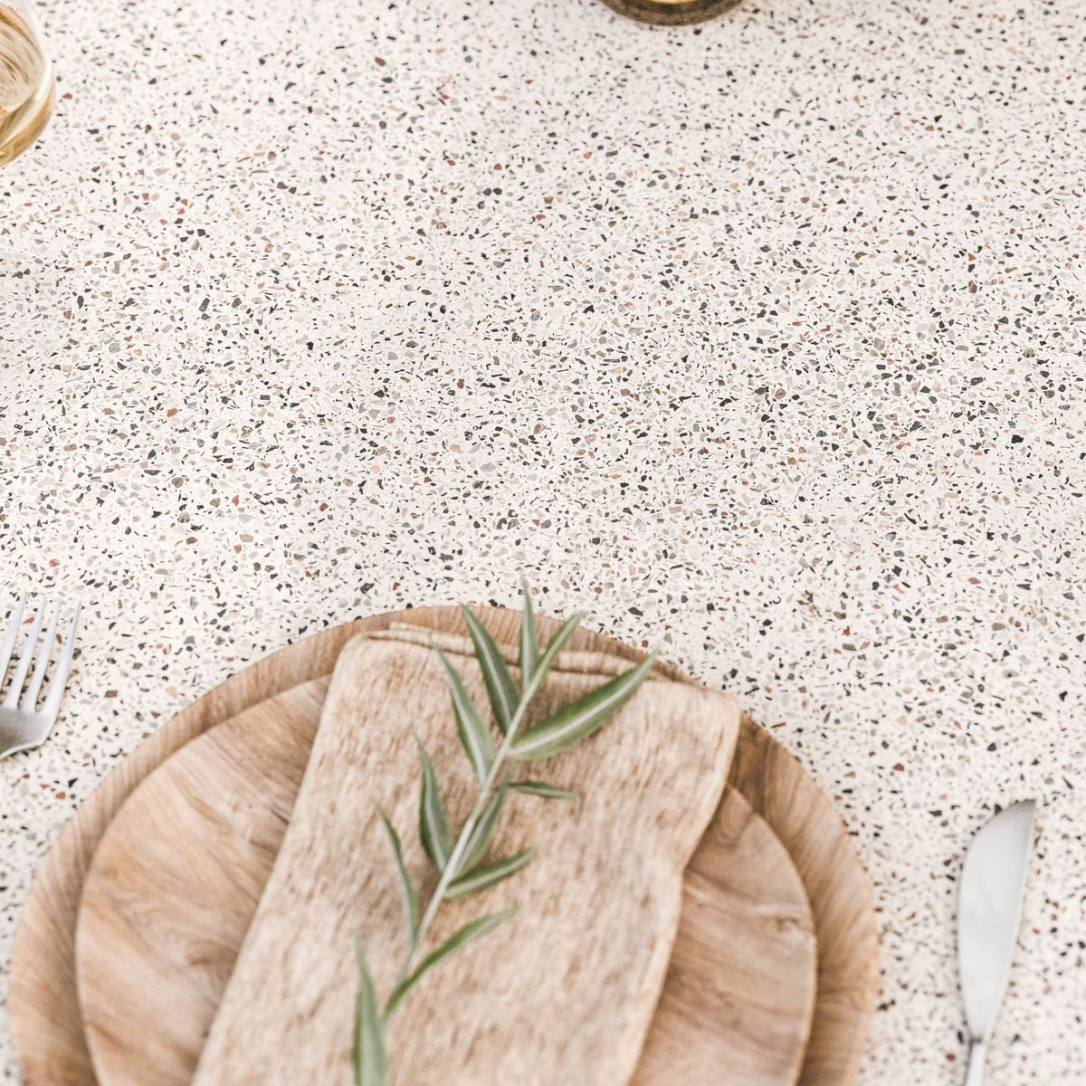 Astral 6 Seater Round Terrazzo Concrete Dining Set with Eden Dusk Dining Chairs